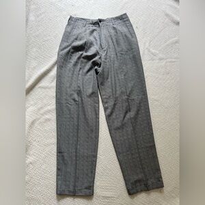 VTG Reunion Geometric Textured Trousers Gray Pleated Pants Men's Size 34x31